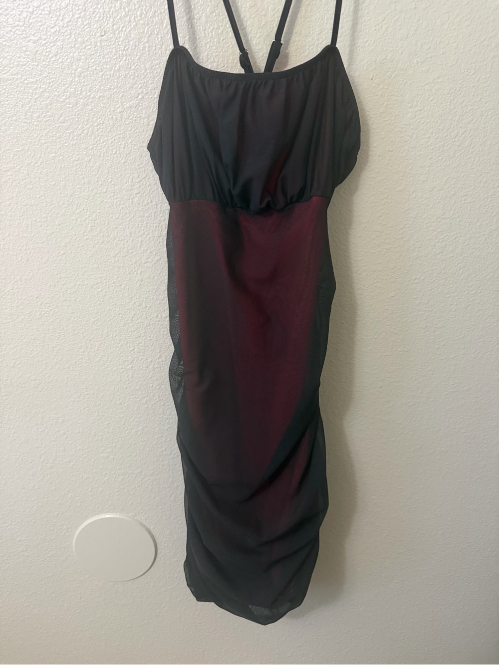 SHEIN Black with Burgundy Panel Spaghetti Strap Midi Dress